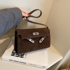 クロスボーダー高級復古ケリーバッグ2025新型百合insフロストロックバッグbagsシングル肩斜めショルダーバッグ