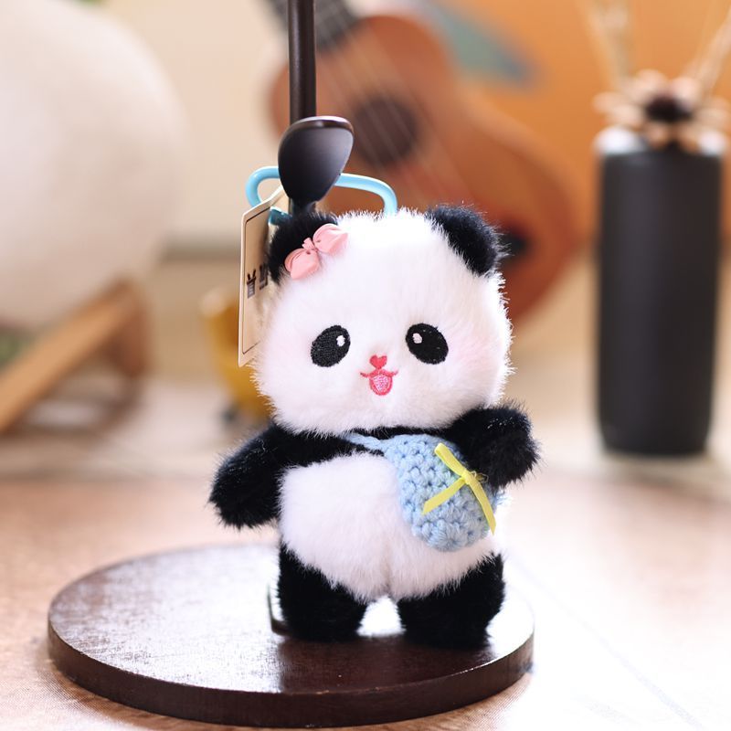 网红可爱萌挎包小熊猫挂件毛绒玩具公仔包包挂饰钥匙扣布娃娃玩偶|undefined