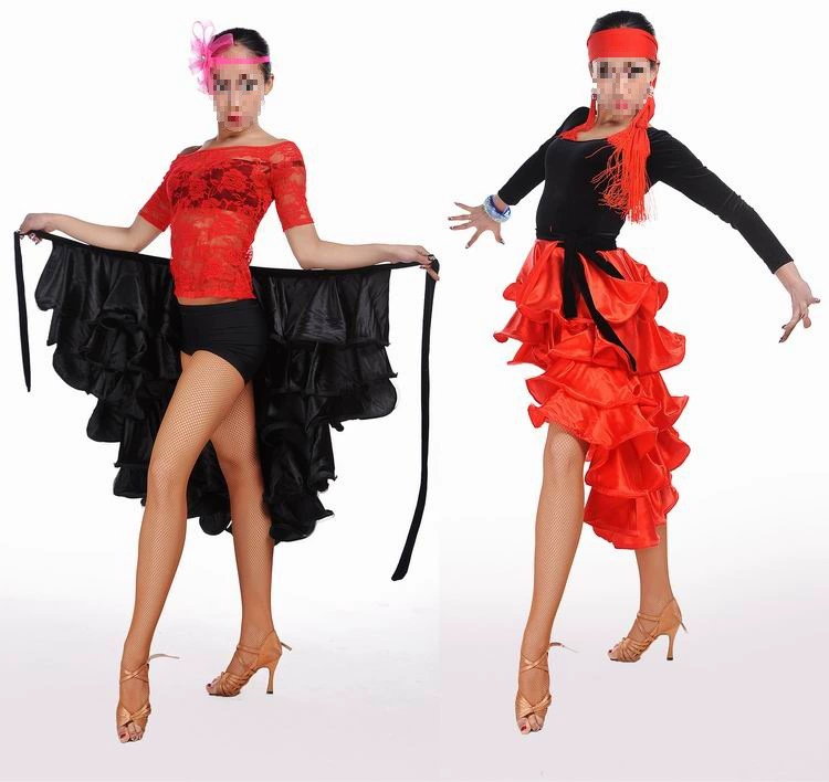 Юбка для латинских танцев, накидка для выступления в стиле латинского танца коровьей бойни, короткий спереди и длинный сзади, фартук для торта, треугольный шарф
