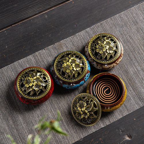 Ceramic incense burner household Yiwu wholesale incense kiln Biange kiln incense burner temple incense disc tower incense small disc incense burner