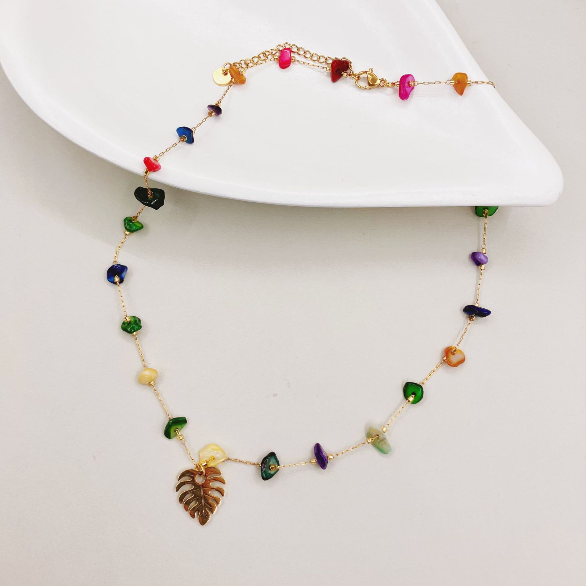 Simple Style Leaf Titanium Steel Plating Pendant Necklace 1 Piece