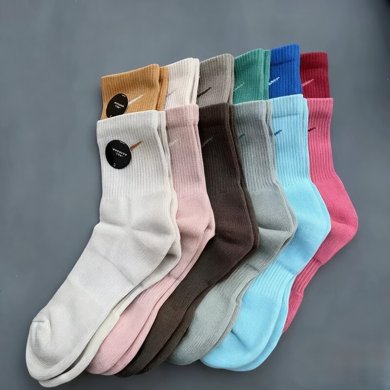 Suan Naike Colorful Double-Layer Patchwork Men's and Women's Mid-Calf Towel Bottom Sports Socks Running Basketball Socks