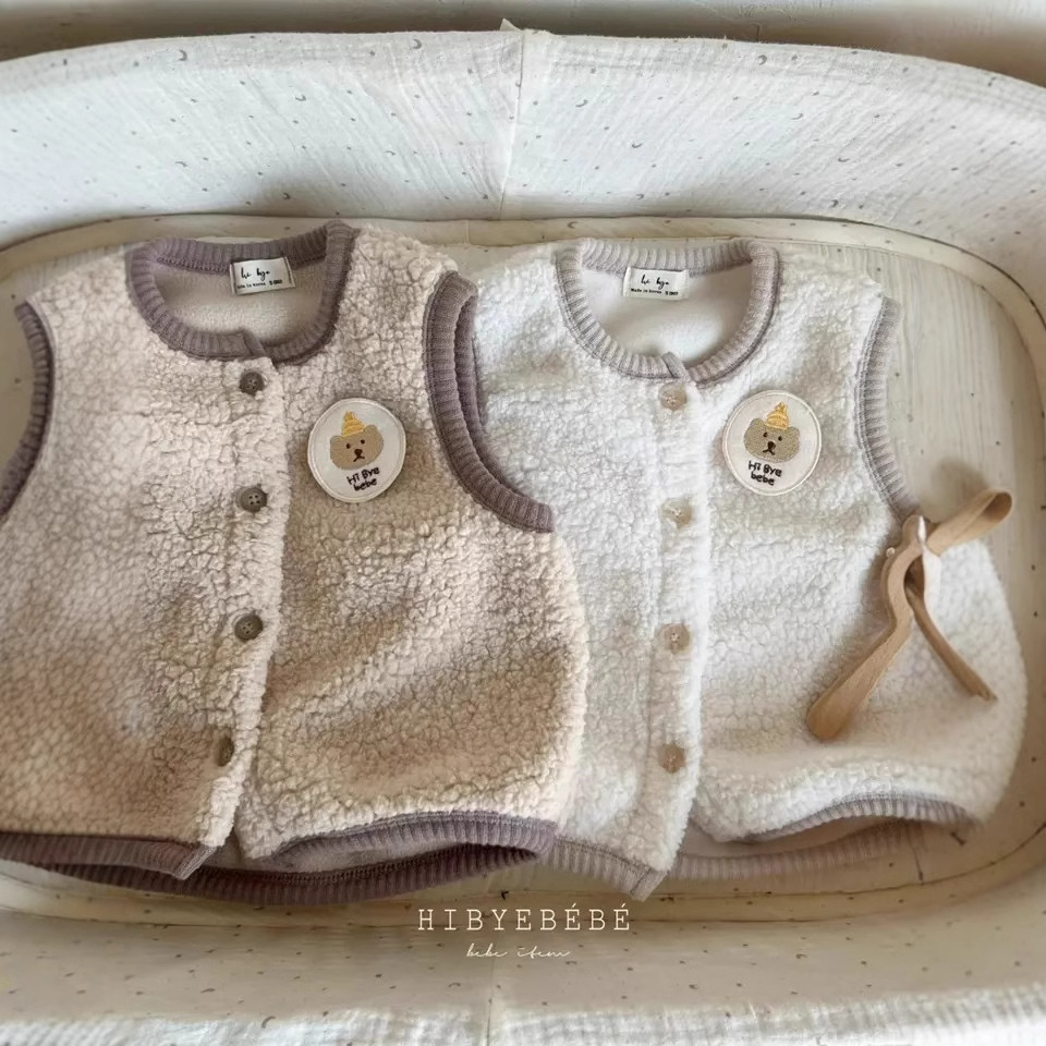 Chaleco de felpa de invierno para niños Ropa para niños de estilo coreano Bebé Oso de felpa Chaleco engrosado de doble capa Chaleco de bebé para niños