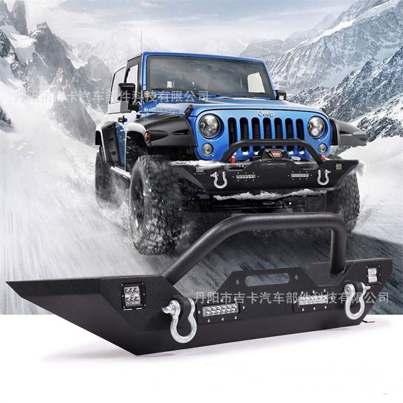 Suitable for Wrangler JK/JL/JT modified off-road front bumper with light and winch frame front bumper anti-collision bumper