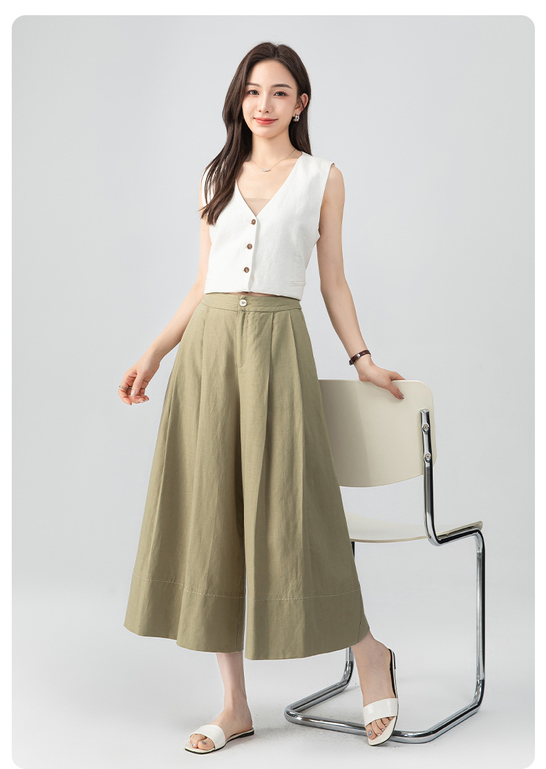 Quần culottes nữ ống rộng dáng dài chất liệu lyocell pha linen thoáng mát — B5-03=giá trị thông số Ki, (cài 3) chi tiết 23