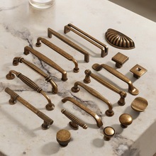 黄古铜柜门拉手锌合金仿古家具衣柜抽屉柜子美式复古橱柜家具把手