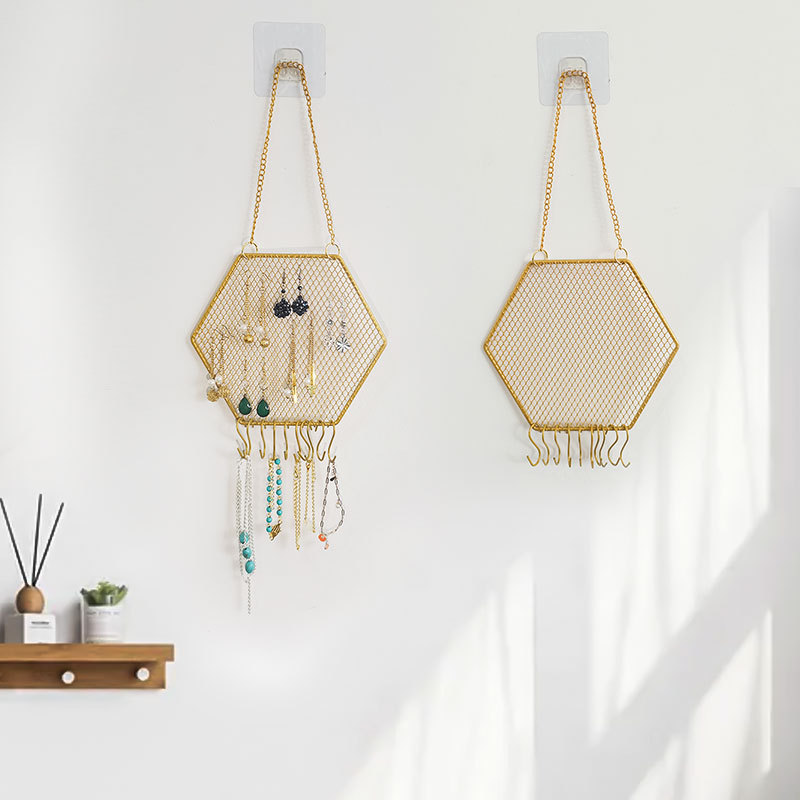 Rejilla de metal rack de almacenamiento de pared estante de la joyería estante de la exhibición de la joyería creativa rack pendientes pulsera rack