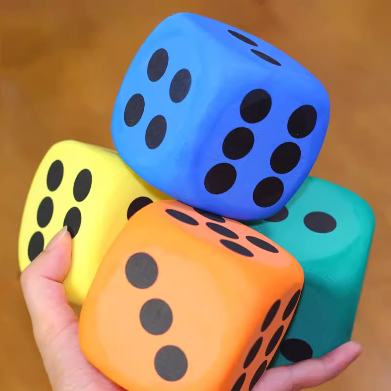 Wholesale 8cm rounded 6cm dice children's teaching toys EVA grinding six-sided fun color foam square sieve