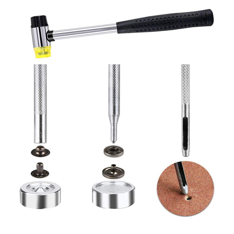 Amazon 12,5mm botón a presión de metal + herramienta de instalación conjunto de combinación de martillo 633 botón de metal botón oscuro