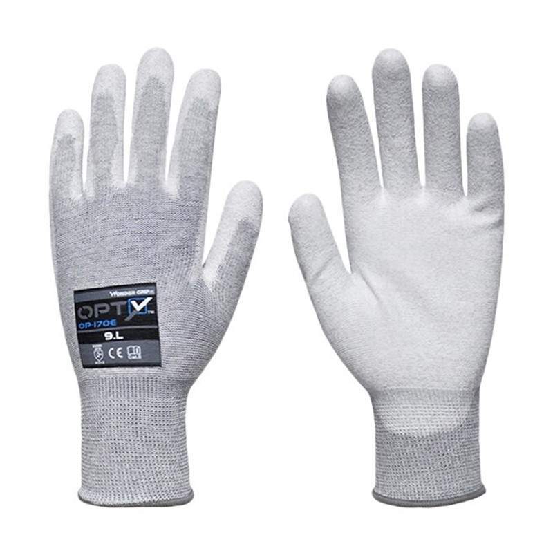 多给力防静电手套防滑耐磨精细电子修理作业PU涂掌浸胶防OP-170E