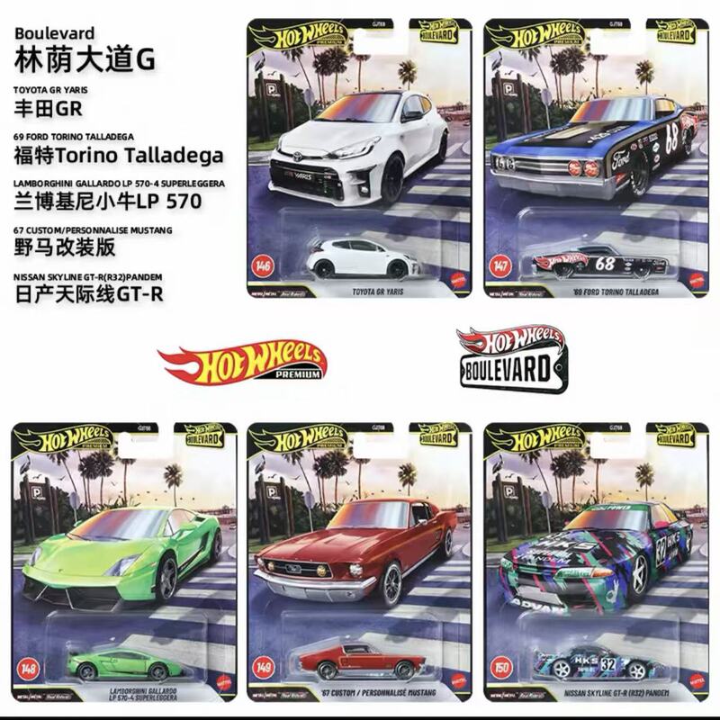 Hot Wheels Gjt68 Garden Avenue Series Iron Base Rubber Tire Toyota Ford Lamborghini Alloy Car Model