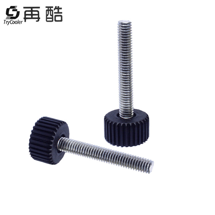 渔具支架配件调节固定旋钮 直纹胶头紧固件不锈钢机械调整螺丝