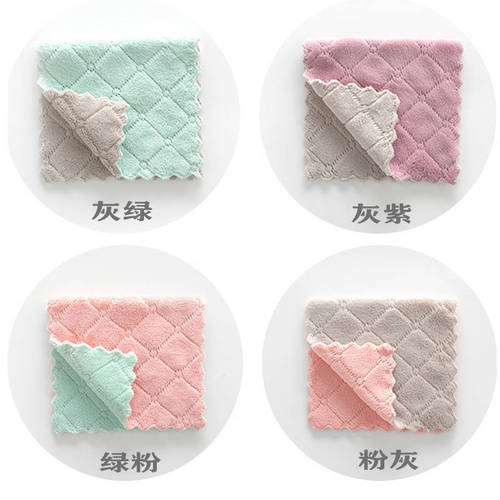 Dishwashing cloth non-stick oil kitchen special thickened water-absorbent oil-removing scouring pad rag absorbent multi-functional one-piece drop shipping