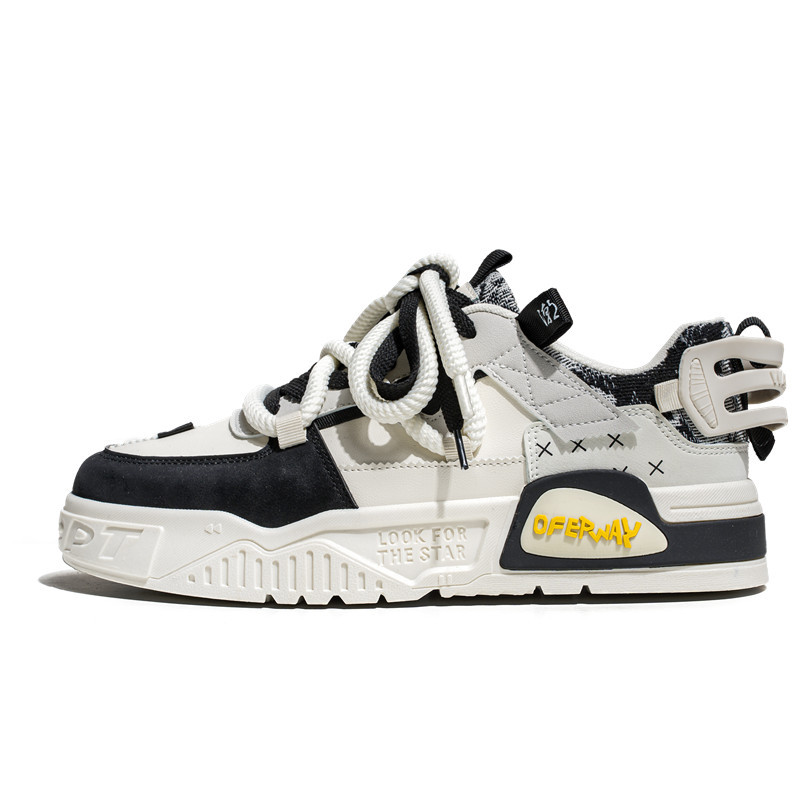 Internet famous men's versatile autumn black panda board shoes, student leather soft sole sports and casual small white_voghion.com