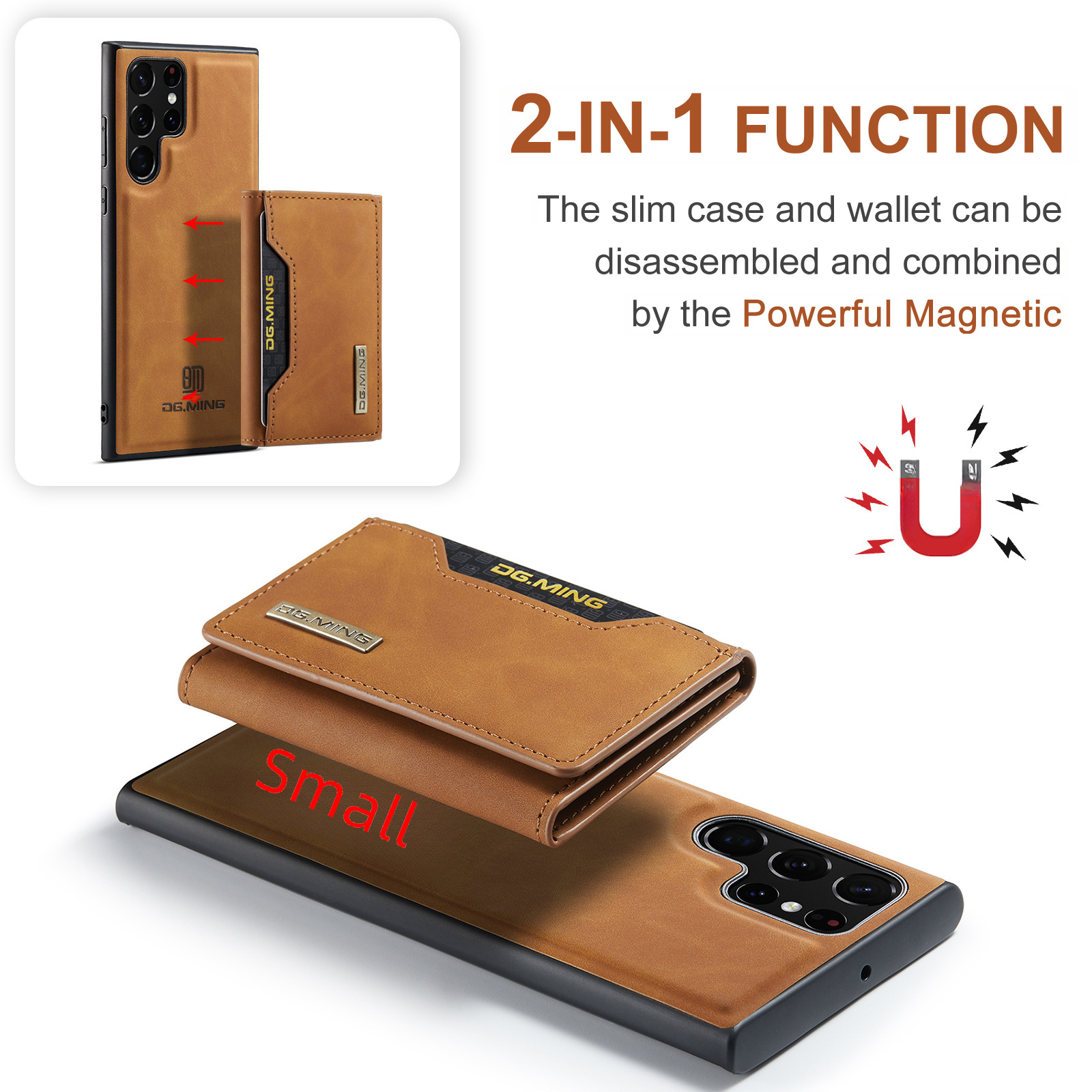Capa de cartão magnético triplo M2 para Samsung S23 Ultra S22 Ultra Retro Wallet Phone Case_voghion.com