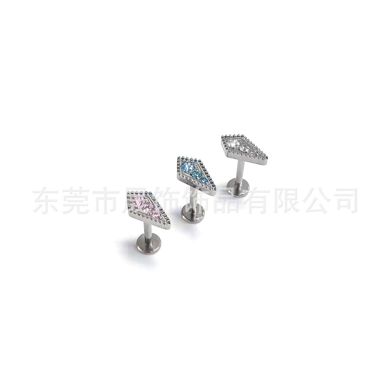 F136 Titanium Helix Cartilage Stud 三角菱 Studded Cubic Zirconia G23 Implant Grade Titanium 人体 Piercing Jewelry Ear Stud