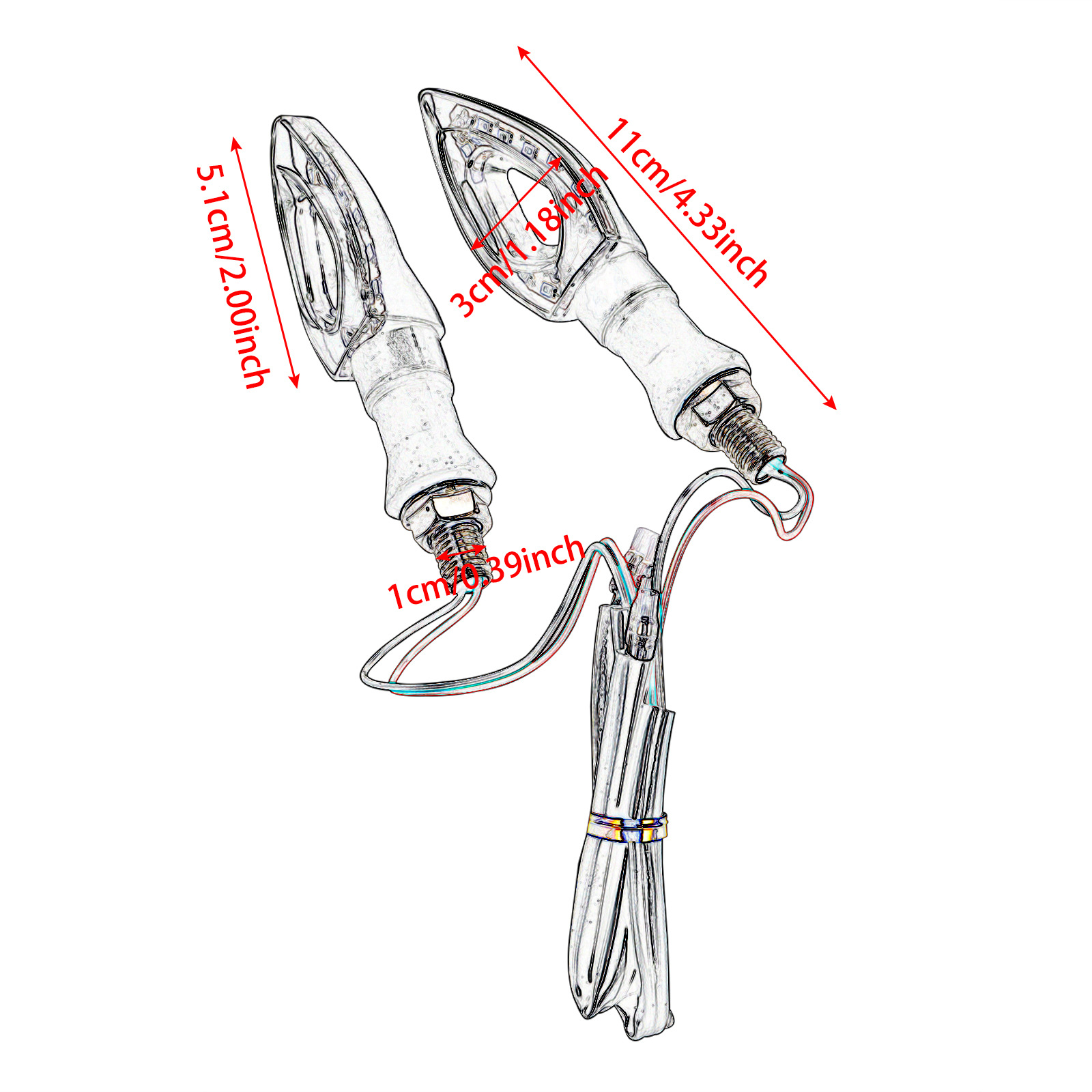 Accesorios de modificación de motocicleta hueco conjunto de luz de dirección LED iluminación de motocicleta modificación de luz de curva 12V luz de dirección