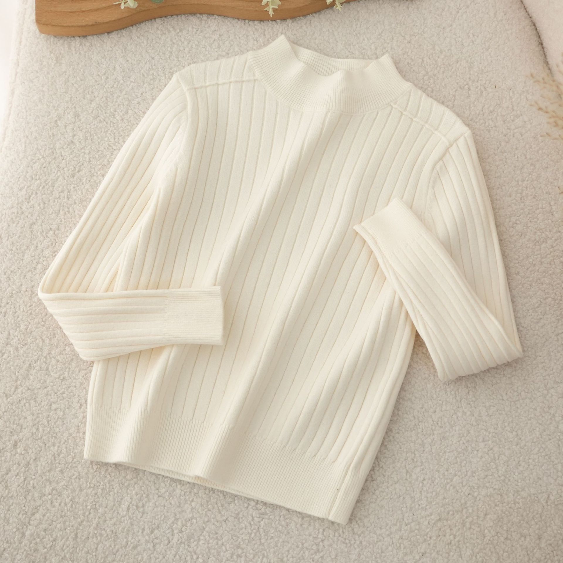 2025 otoño y invierno nuevo suéter de cuello medio alto para niños, hombres y mujeres con una camiseta de lana sólida