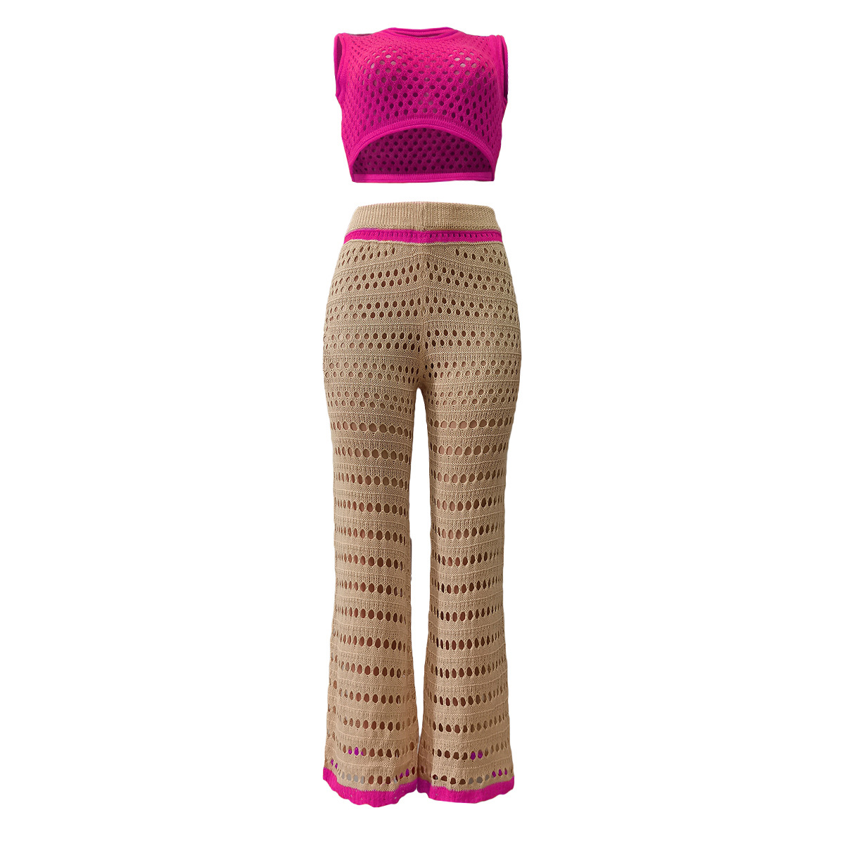Urban Fashionable Knitted Hand Crochet Outdoor Sports Casual Suit Women Clothing