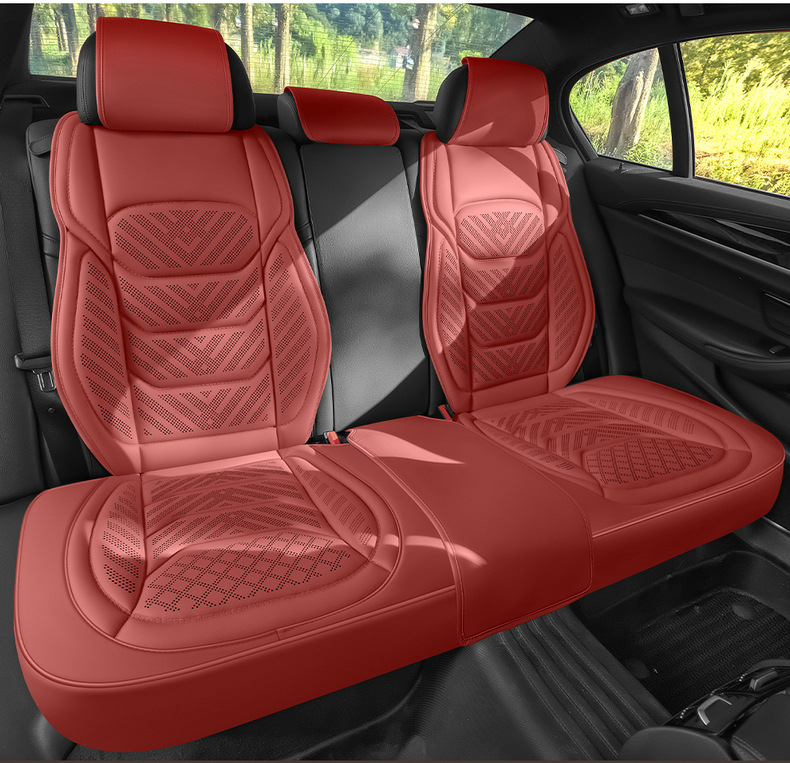 Car seat cushion made of perforated Nappa leather, breathable, suitable for all seasons, semi-enclosed, does not affect seat ventilation, specialized for small cars