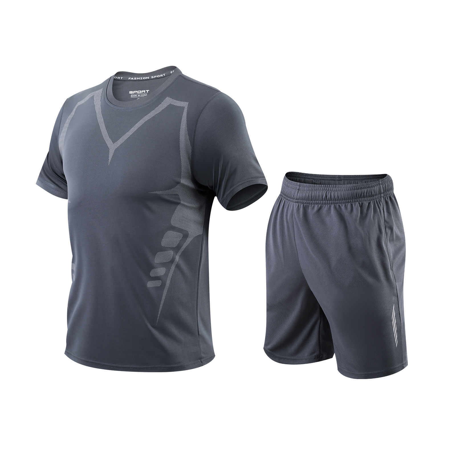 2025 nueva ropa para correr, seda de hielo, deportes de ocio al aire libre, ropa de entrenamiento transpirable de secado rápido de dos piezas, camiseta
