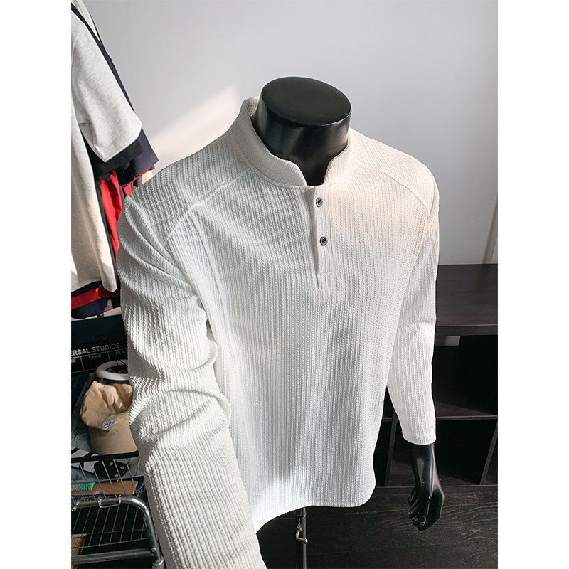 American-style polo shirt, men's long-sleeved t-shirt, trendy cleanfit for spring and autumn, casual undershirt, sweatshirt