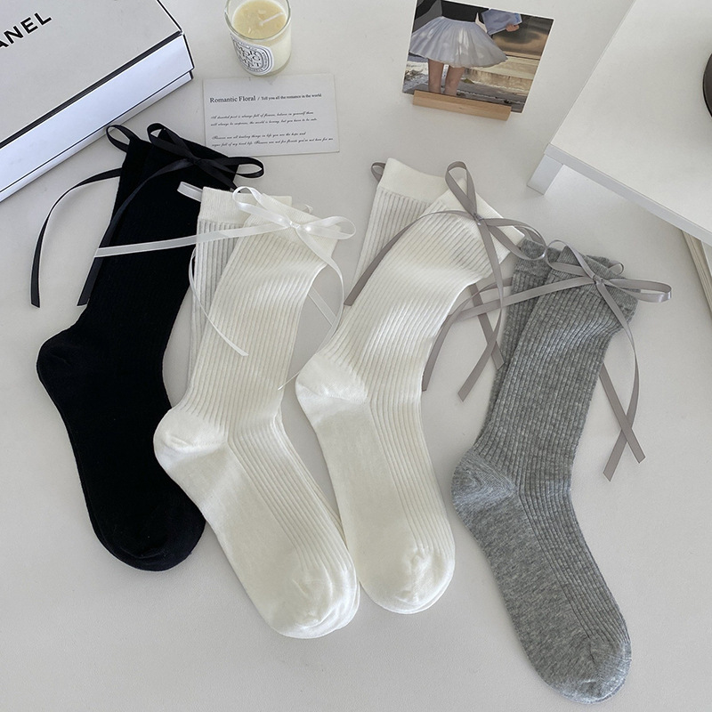 Long Tube Socks with Ribbons, Versatile Socks for Women, Mid-Calf Socks, Thin Spring/Summer Style, Japanese Style with Bow, Sweet Girl Style, Jk Slouch Socks Long Tube Socks with Ribbons, Versatile Socks for Women, Mid-Calf Socks, Thin Spring/Summer Style, Japanese Style with Bow, Sweet Girl Style, Jk Slouch Socks
