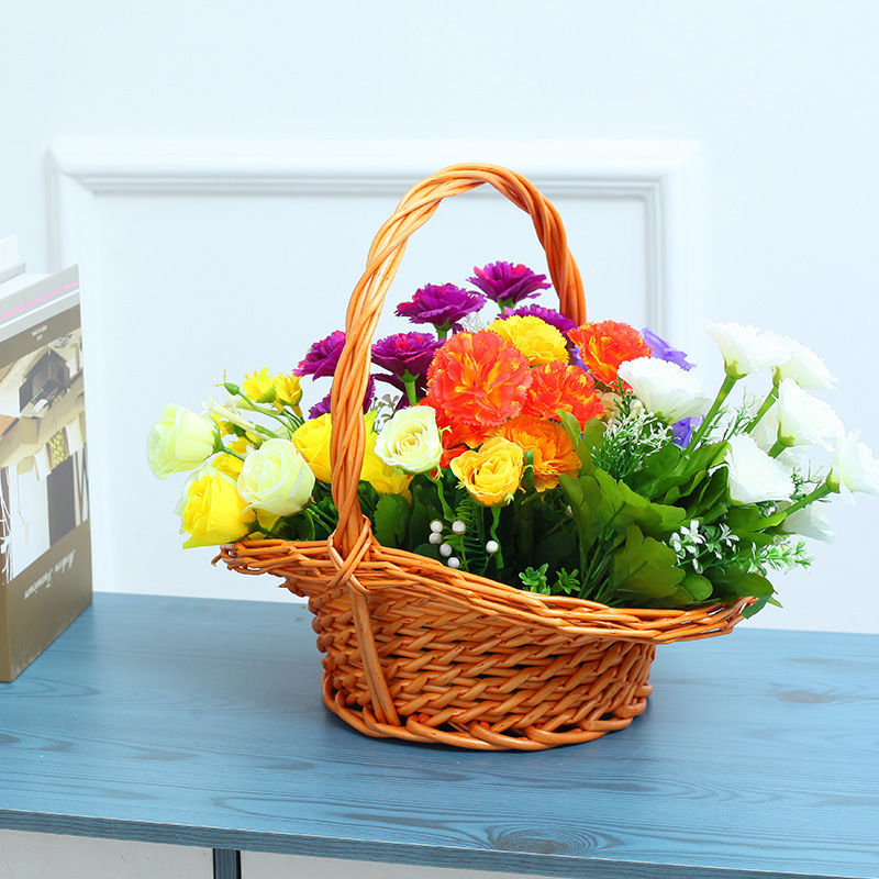 柳編花籃舞蹈道具跳舞籃手提籃鮮花籃子婚慶小花籃子藤編婚慶花籃