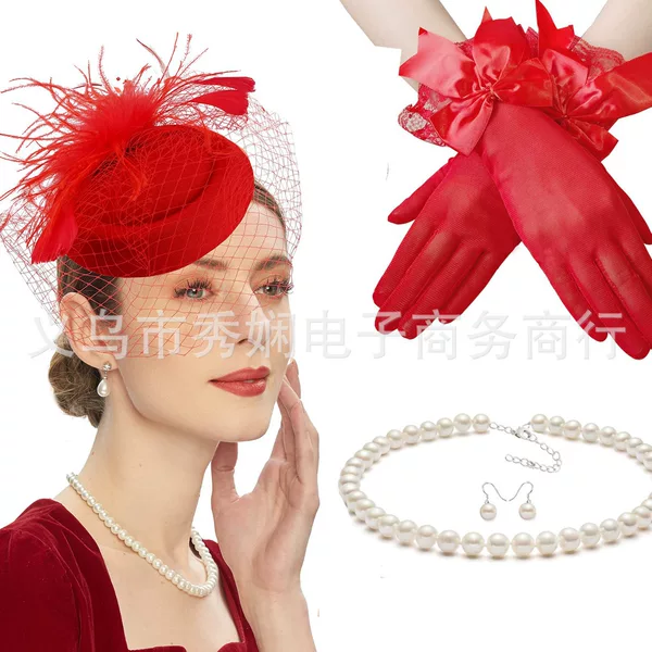 Popular Amazon feather headdress bridal hair accessories mesh headdress bridal top hat racing festival hemp yarn headdress hair accessories