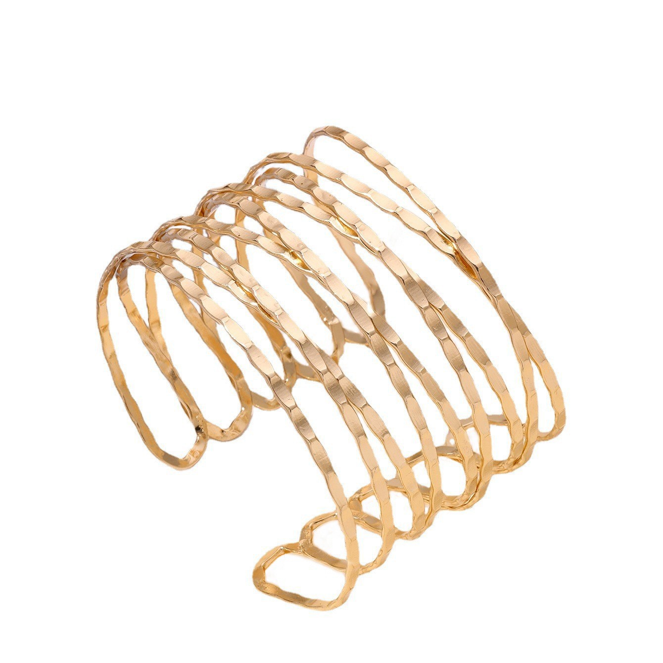 Europea y americana exagerada punk pulsera hueco doble Cruz brazo anillo malla metal pulsera abierta pulsera al por mayor