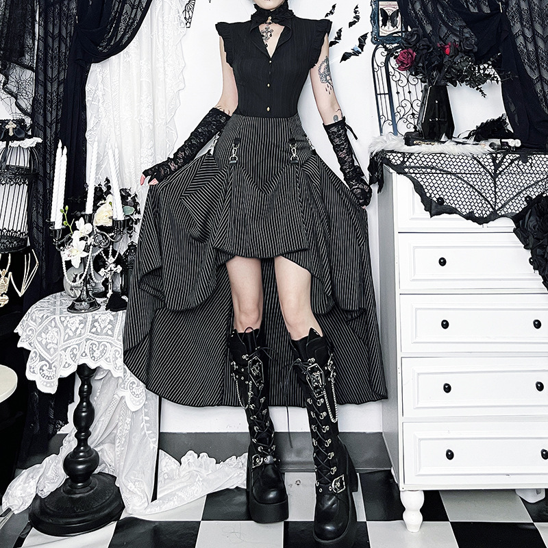 Xs25192 Dark Style Two-Way Wear Skirt 2025 New Gothic Style Personalized Street Striped Long Skirt Xs25192 Dark Style Two-Way Wear Skirt 2025 New Gothic Style Personalized Street Striped Long Skirt