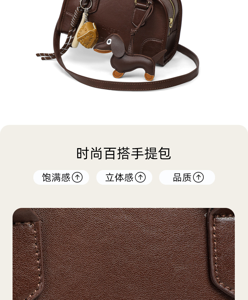 Túi xách tay nữ da cứng phong cách vintage, quai đeo vai và đeo chéo — màu cà phê chi tiết 8