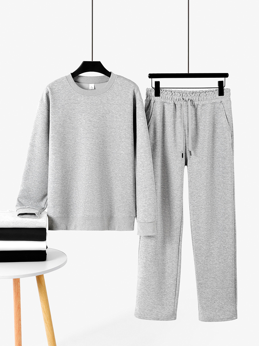 Otoño y invierno juveniles suéter de dos piezas conjunto de ropa de cuello redondo casual un conjunto completo de ropa deportiva para correr conjunto de ropa de hombre personalizada