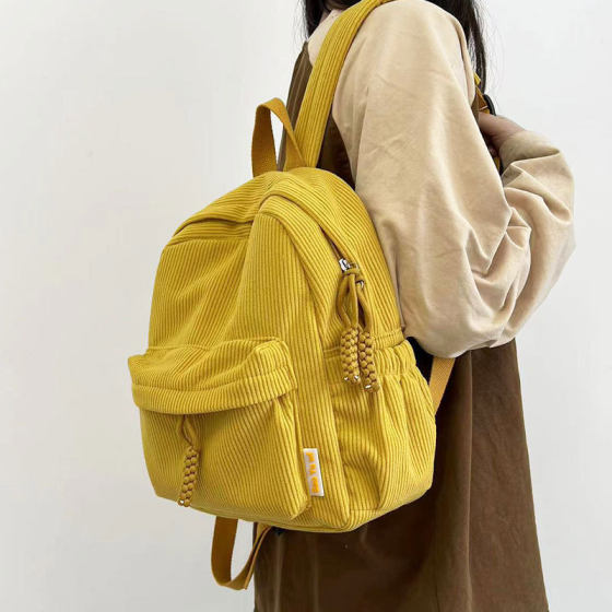 Corduroy Small Backpack Women's 2024 Winter New Japanese Style Casual Simple All-match Travel Shopping Soft Girl Backpack