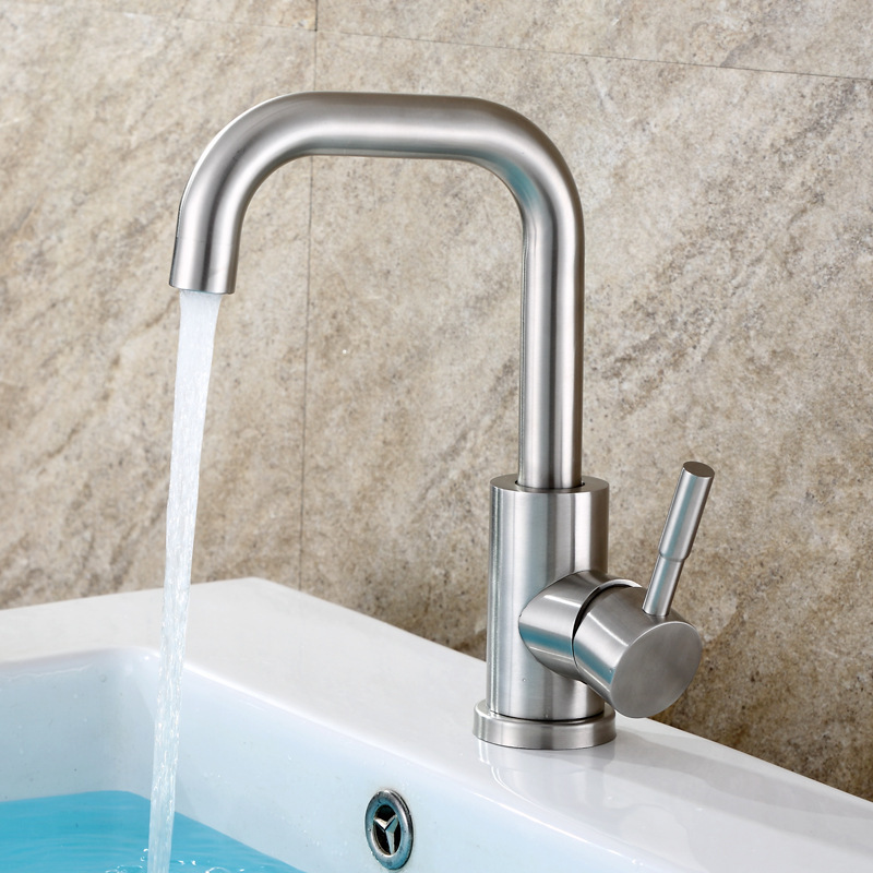 Jiangpan Stainless Steel Washbasin Faucet Hot and Cold Bathroom Single Hole Basin Washbasin Faucet Wholesale