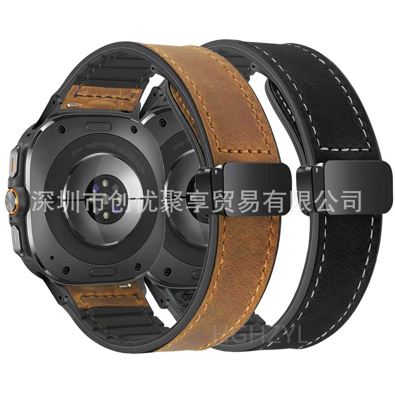 Suitable for Samsung Smart Watch Galaxy Watch8 Classic Crazy Horse Pattern Silicone Leather Watch Strap Suitable for Samsung Smart Watch Galaxy Watch8 Classic Crazy Horse Pattern Silicone Leather Watch Strap