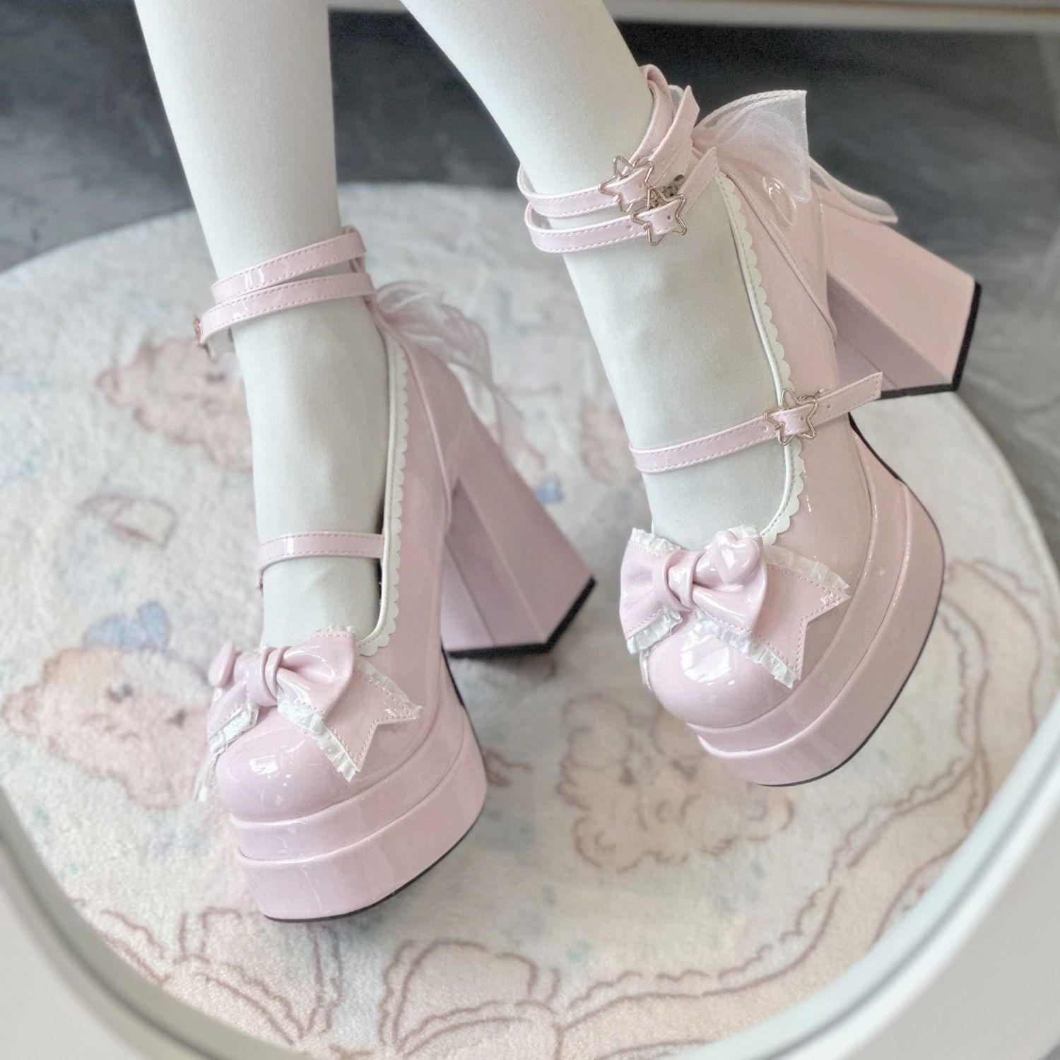 Sweet Japanese Style Jk Lolita Shoes Round Toe 2025 Cute Girl Lolita Shoes High Heels Waterproof Platform Mary Jane