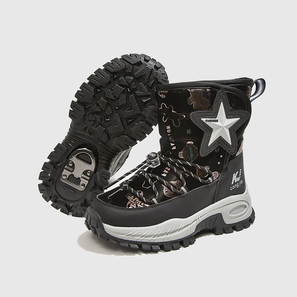 Пара декоративных мужских и женских сверхтолстых теплых пятиконечных звезд, подходящих для зимних сапог на северо-востоке, Нескользящие нижние ногти.