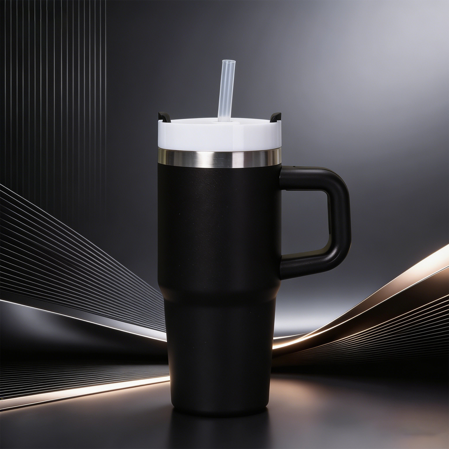 Amazon 14oz304 taza de acero inoxidable taza de aislamiento frío taza de hielo de oficina portable taza de paja