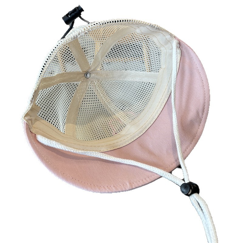 Sombrero de bebé femenino primavera y verano estilo delgado bebé súper lindo sombrero de pescador malla transpirable para niños y niñas sombrero para el sol al aire libre