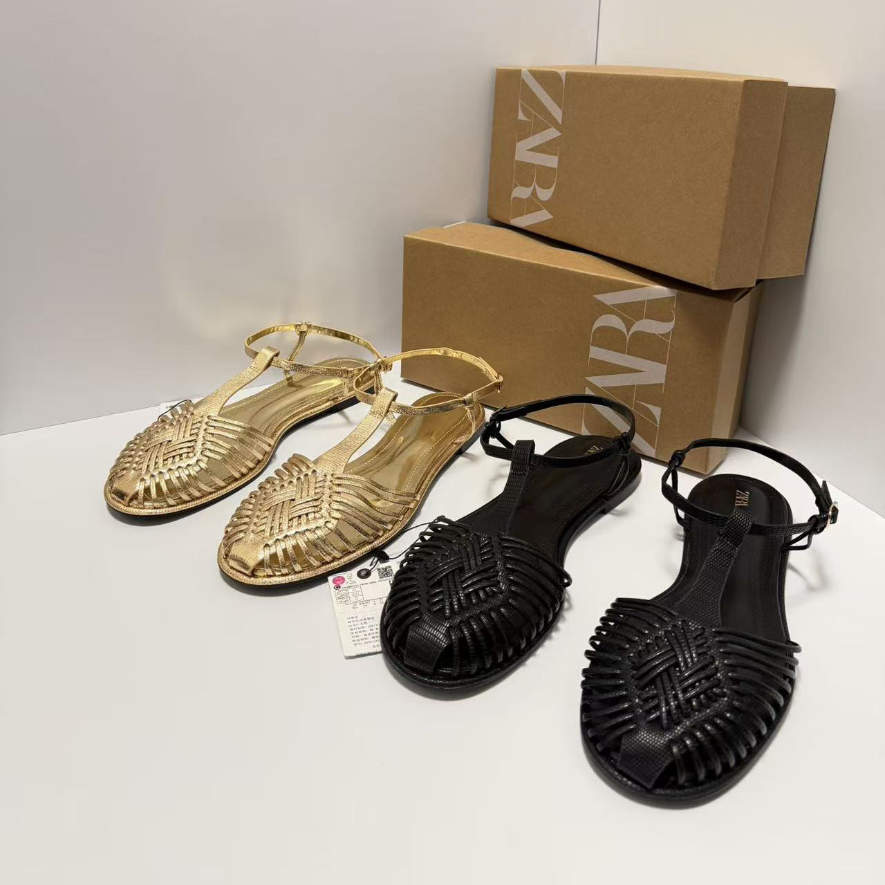 ZA2026 nuevo retro cabeza redonda plana zapatos romanos tejidos huecos hebilla de moda sandalias de cabeza