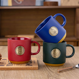 Bronze Mug Customized European Style Starbucks Style Ceramic Water Cup Light Luxury Coffee Cup High-End Gift Cup Customized Cross-Border