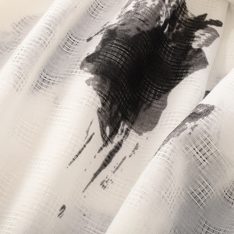 Elegante artístico fondo blanco negro mano pintura bufanda suave algodón y lino sensación seda bufanda viaje decorativo chal Toalla de playa