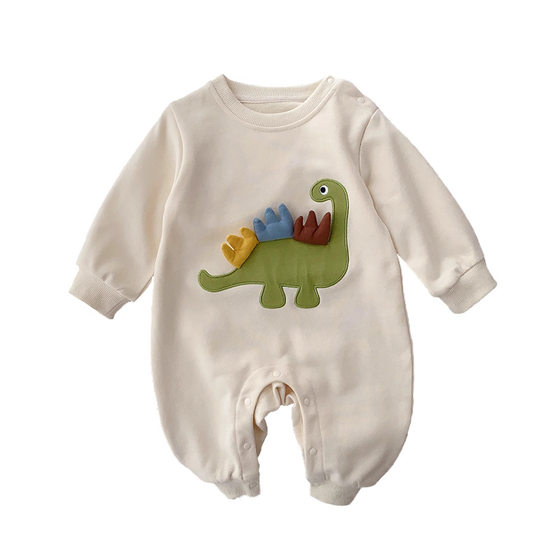 Spring and Autumn Baby Jumpsuit Tricolor Tentacles Dinosaur Long Sleeve Full Moon Baby Going Out Hatshirt Newborn Climbing Suit