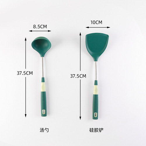New stainless steel silicone double kitchen utensils spatula and spoon kitchen accessories silicone spatula and spoon non-stick cooking set