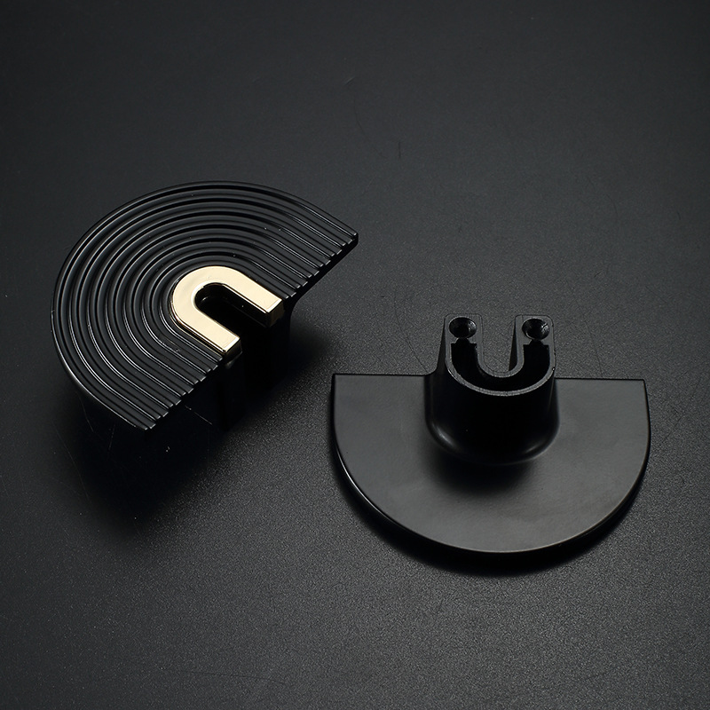 櫃門拉手黑色現代簡約衣櫥柜子門把手浴室櫃拉手輕奢對裝半圓把手