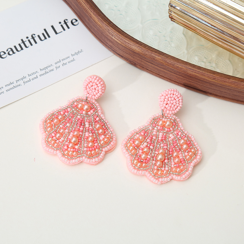 Steel needle Ear Needle Material 1 Pair IG Style Marine Style Starfish Shell Beaded Inlay Glass Rhinestones Drop Earrings Ear Studs