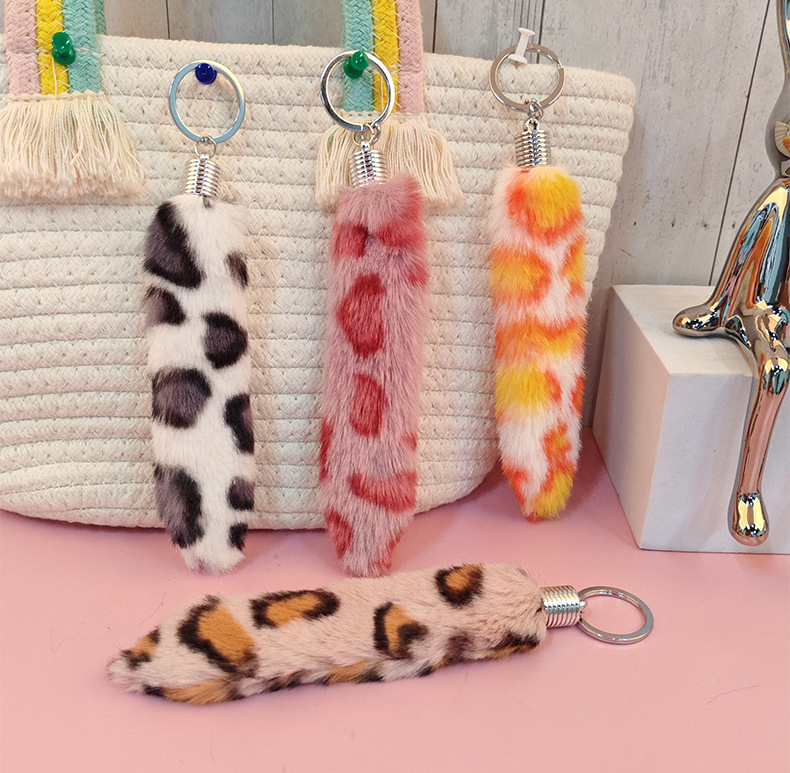 Leopard Pattern Simple Style Leopard Imitation Wool Unisex Bag Pendant Keychain