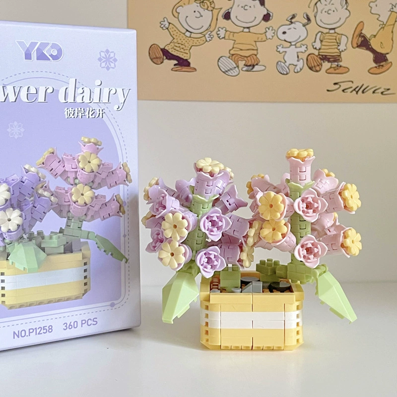 Конструктор (Diamond Horse) букет из кубиков DIY, миниатюрные цветы, подарок на день рождения