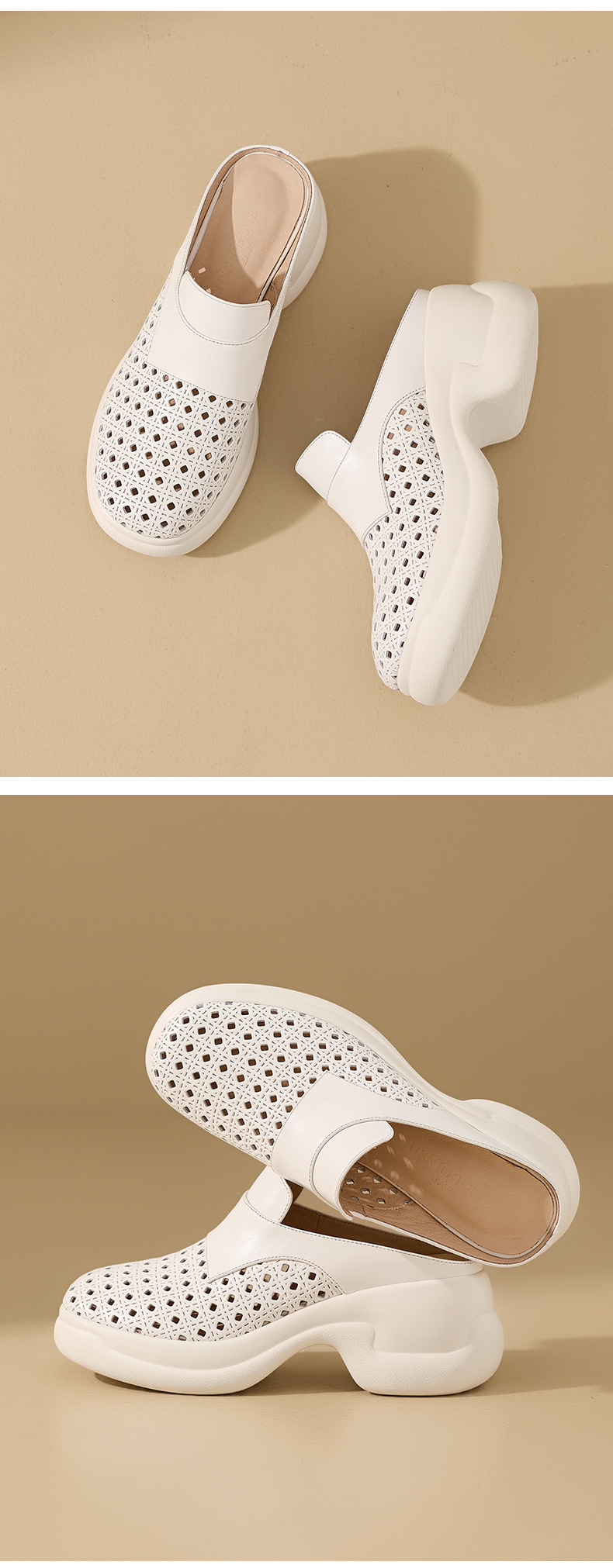 Sandal cao gót nữ mũi hở đế dày 6,5 cm — màu trắng ngà chi tiết 10
